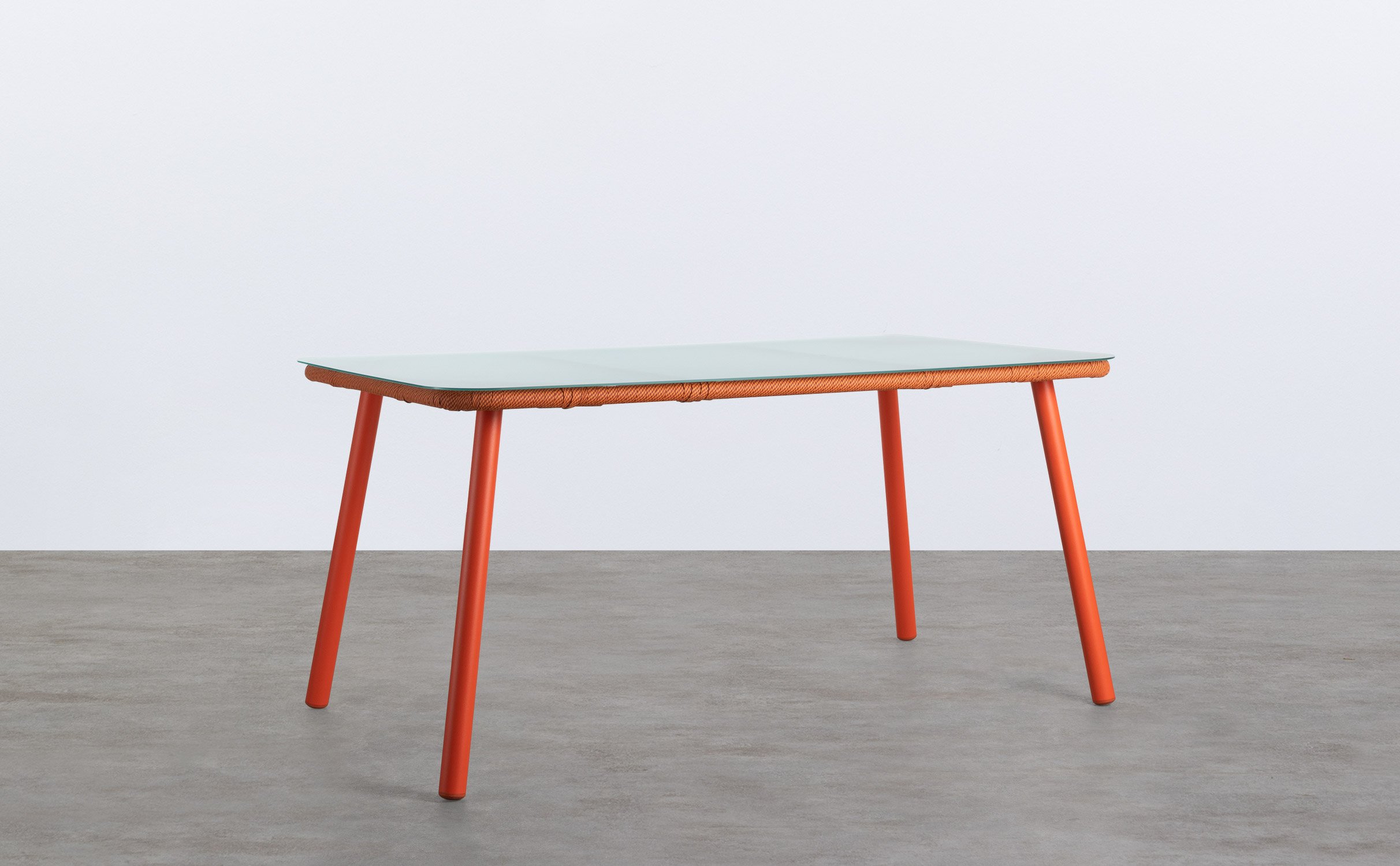 Rechteckiger Outdoor Tisch aus Aluminium und Glas (160x90 cm) Drian, Galeriebild 1