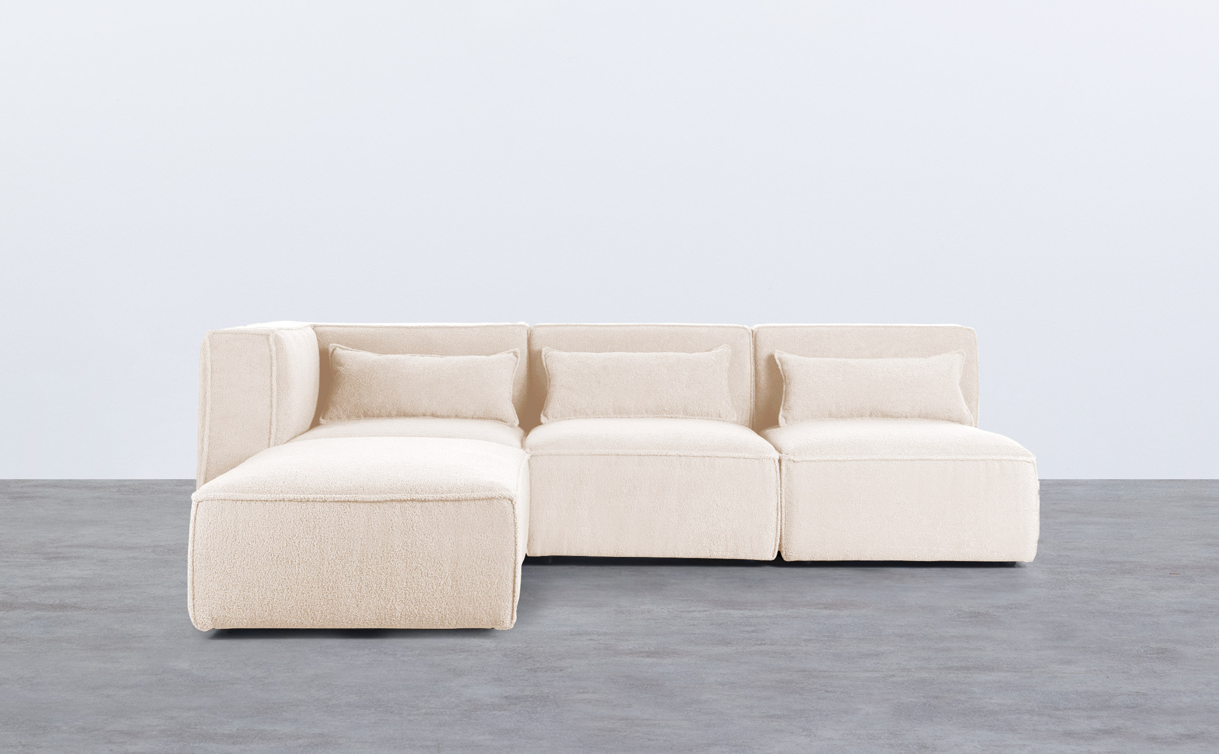 Modulares Sofa 3-Teilig mit 2 Sesseln und Pouf aus Bouclé Stoff Kilhe, Galeriebild 1