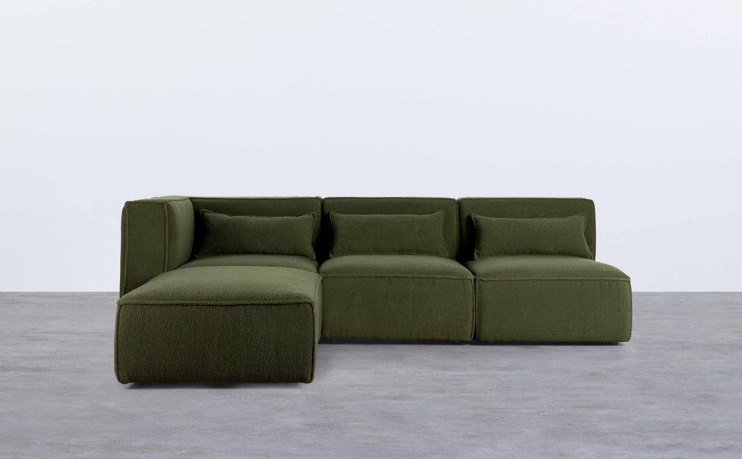 Modulares Sofa 3-Teilig mit 2 Sesseln und Pouf aus Bouclé Stoff Kilhe, Galeriebild 1