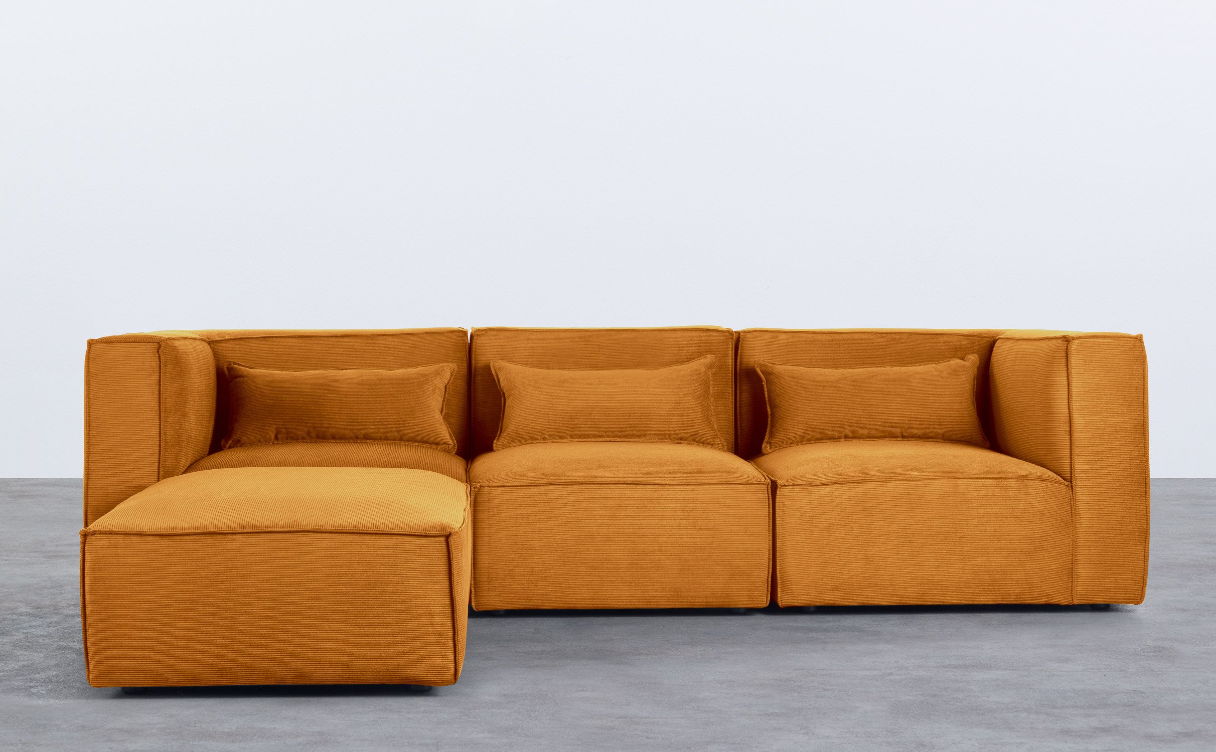 Modulares Sofa 3-Teilig mit 2 Ecksesseln und Pouf aus Kord Kilhe, Galeriebild 1