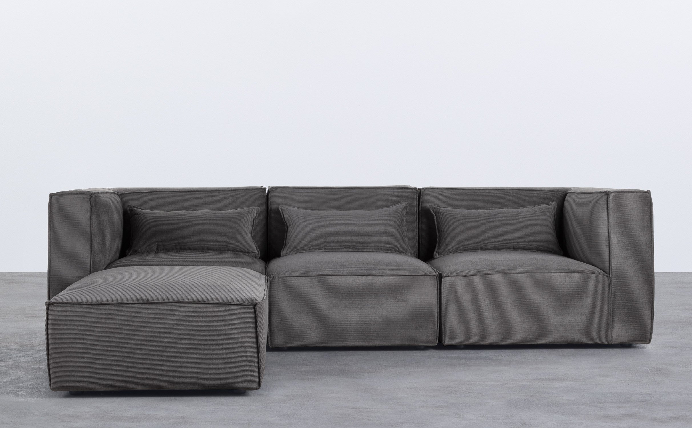 Modulares Sofa 3-Teilig mit 2 Ecksesseln und Pouf aus Kord Kilhe, Galeriebild 1