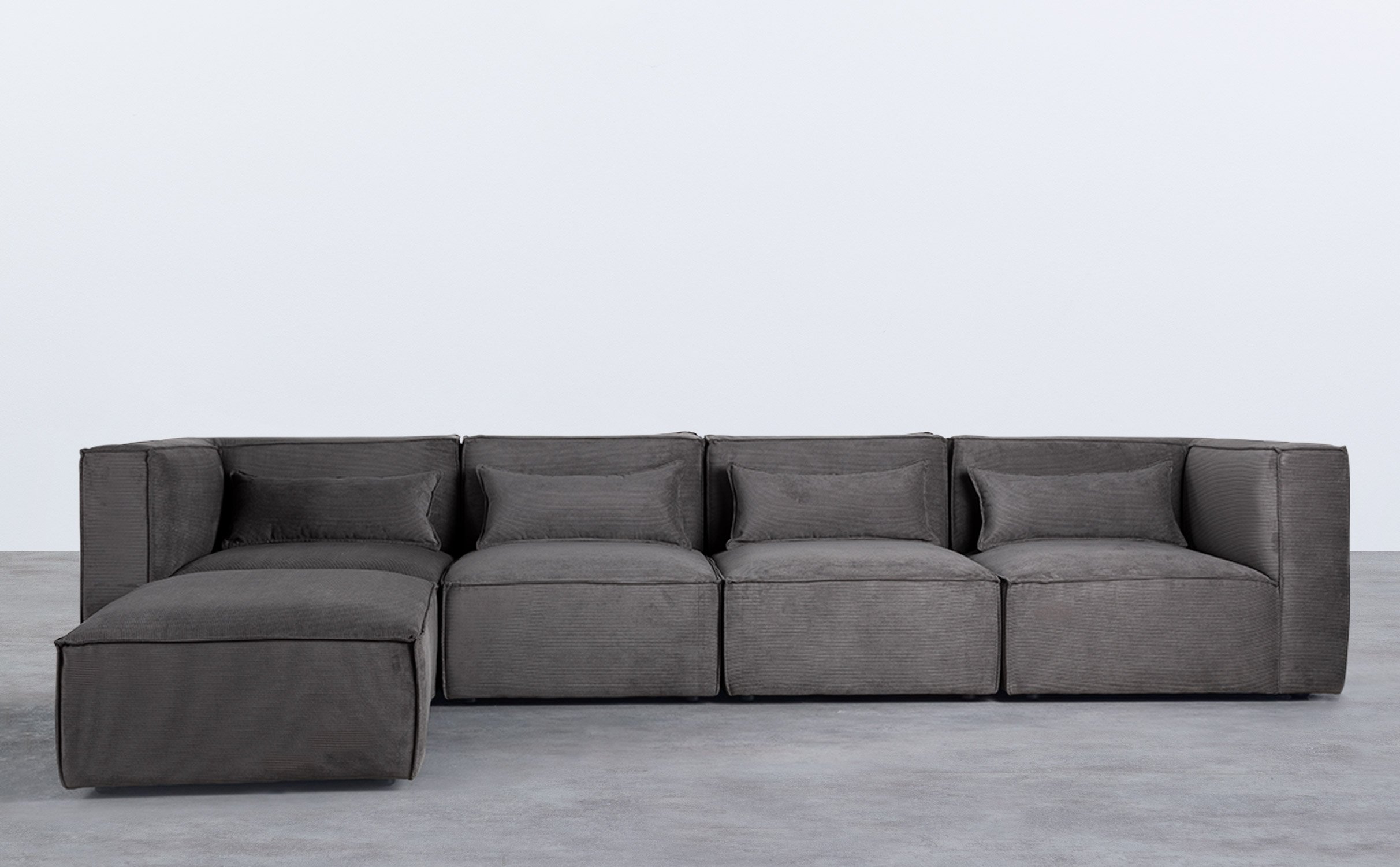 Modulares Sofa 4-Teilig mit 2 Ecksesseln und Pouf aus Kord Kilhe, Galeriebild 1