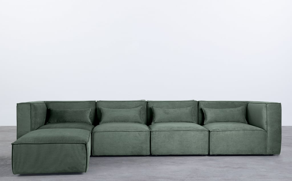 Modulares Sofa 4-Teilig mit 2 Ecksesseln und Pouf aus Kord Kilhe