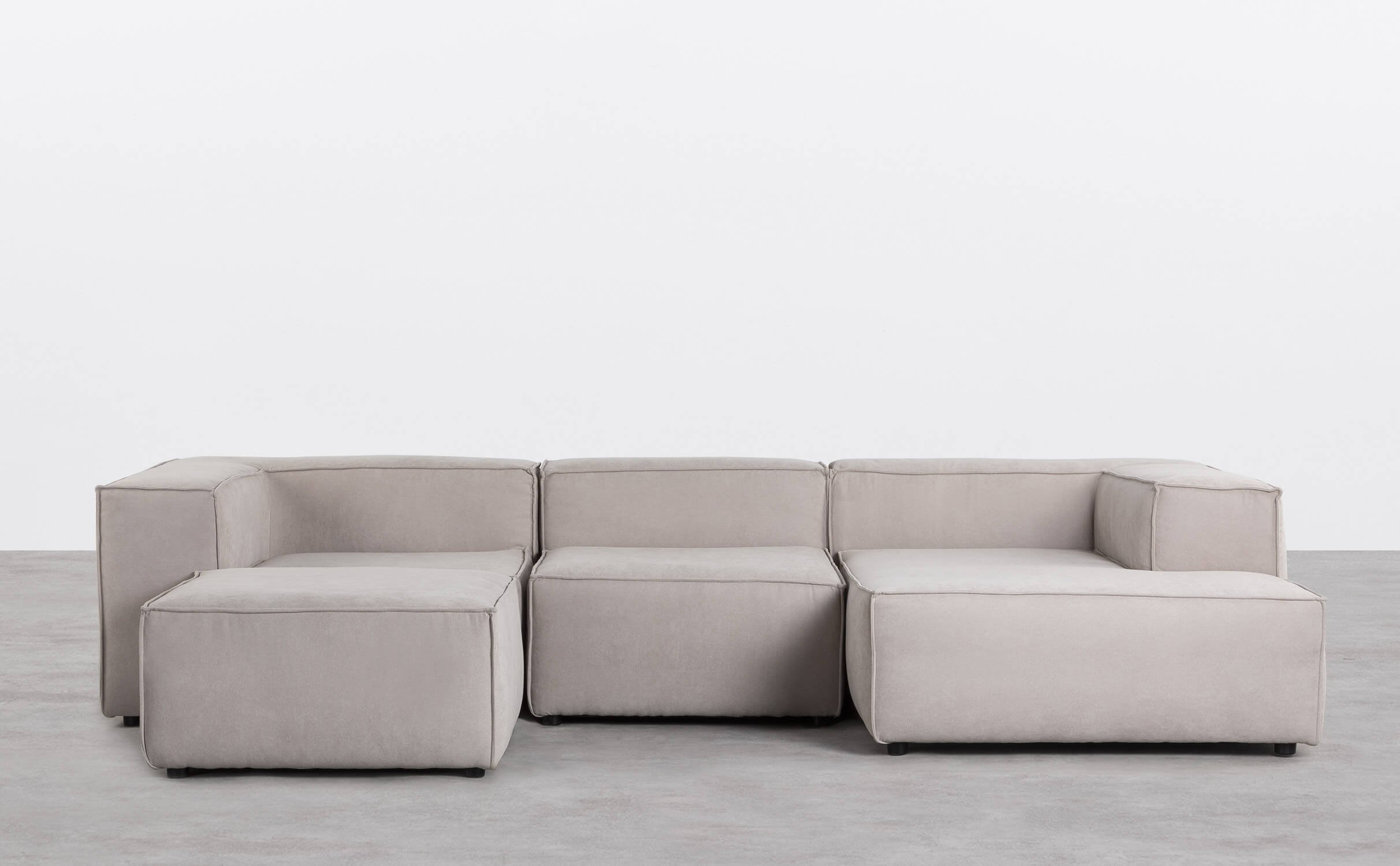 Modulares 4-teiliges Chaiselongue-Sofa mit Pouffe aus Stoff Jordan Xl, Galeriebild 1