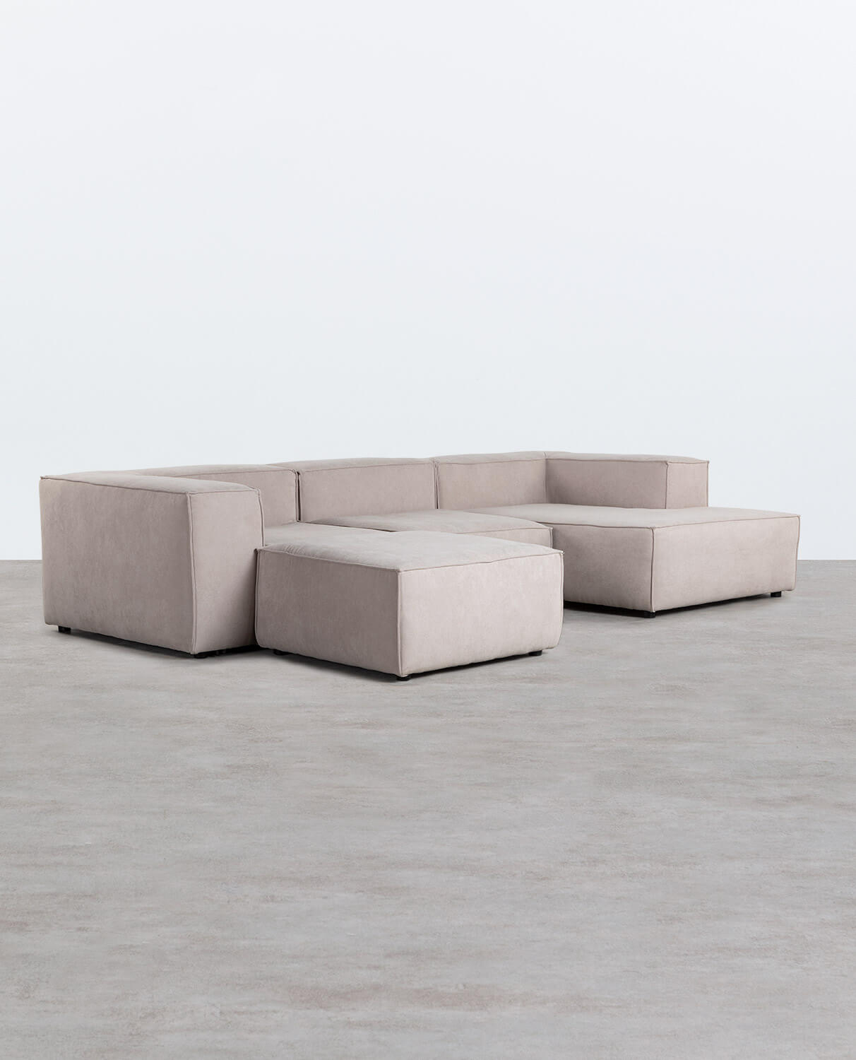 Modulares 4-teiliges Chaiselongue-Sofa mit Pouffe aus Stoff Jordan Xl, Galeriebild 2