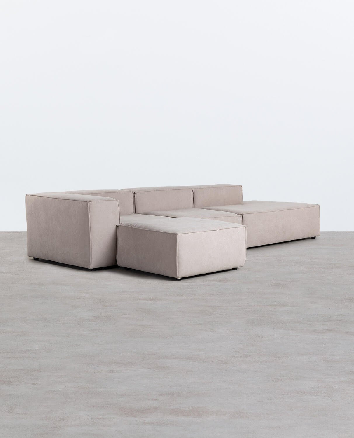 3-tlg. modulares Sofa Divan mit Pouffe aus Stoff Jordan XL, Galeriebild 2
