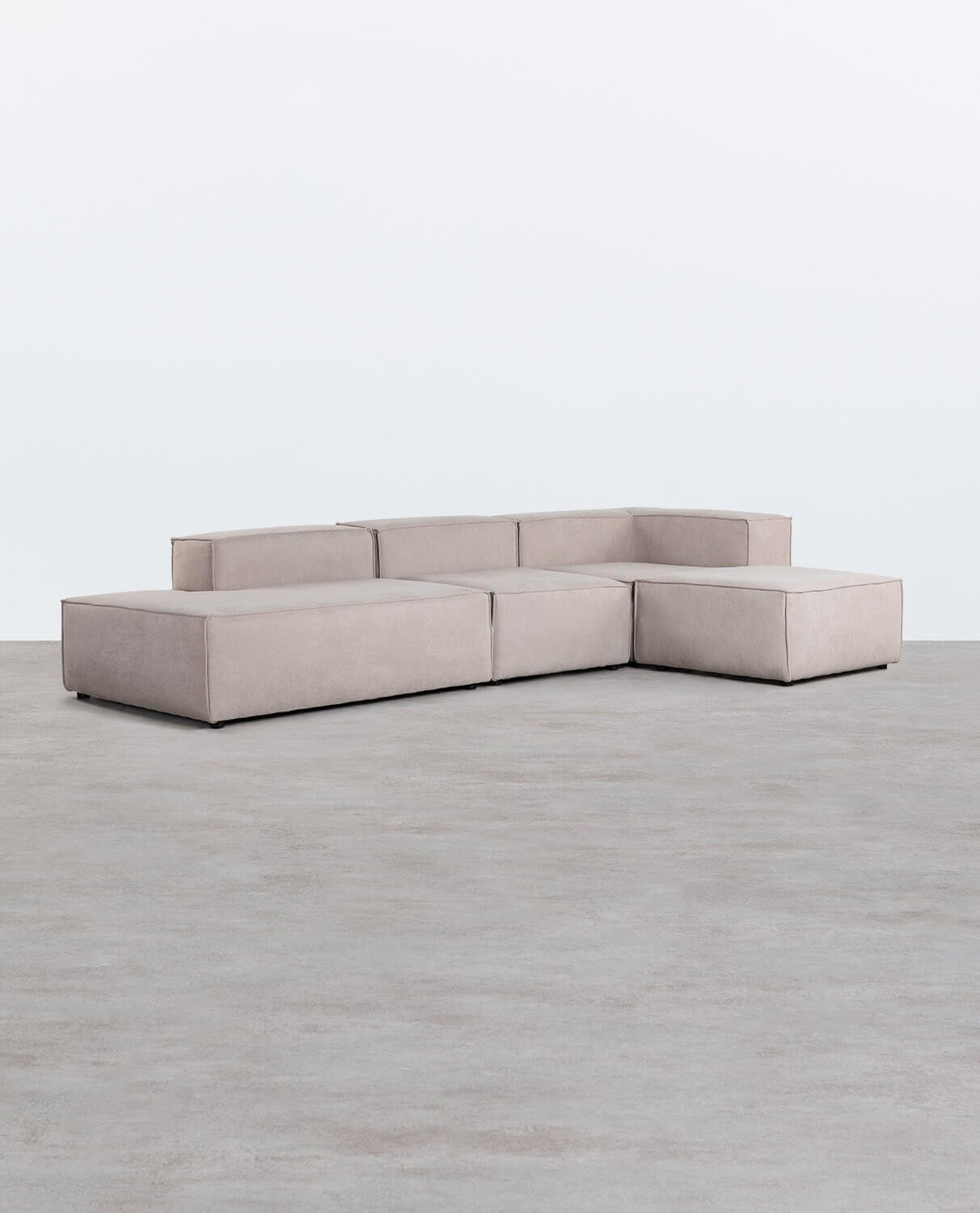 3-tlg. modulares Sofa Divan mit Pouffe aus Stoff Jordan XL, Galeriebild 2