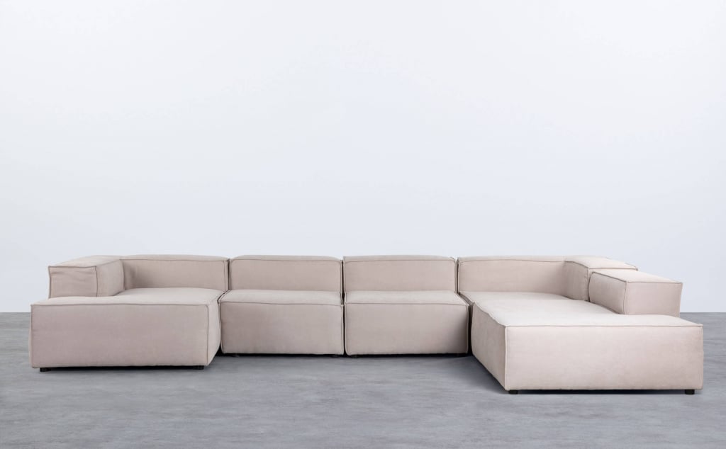 5-teiliges modulares Sofa mit Ecksessel, Chaise Longue und Stoffdiwan Jordan Xl