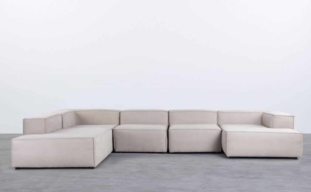5-teiliges modulares Sofa mit Ecksessel, Chaise Longue und Stoffdiwan Jordan Xl