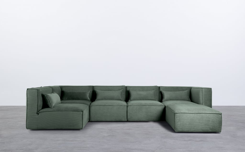 Modulares Sofa 5-teilig und Pouf aus Kord Kilhe