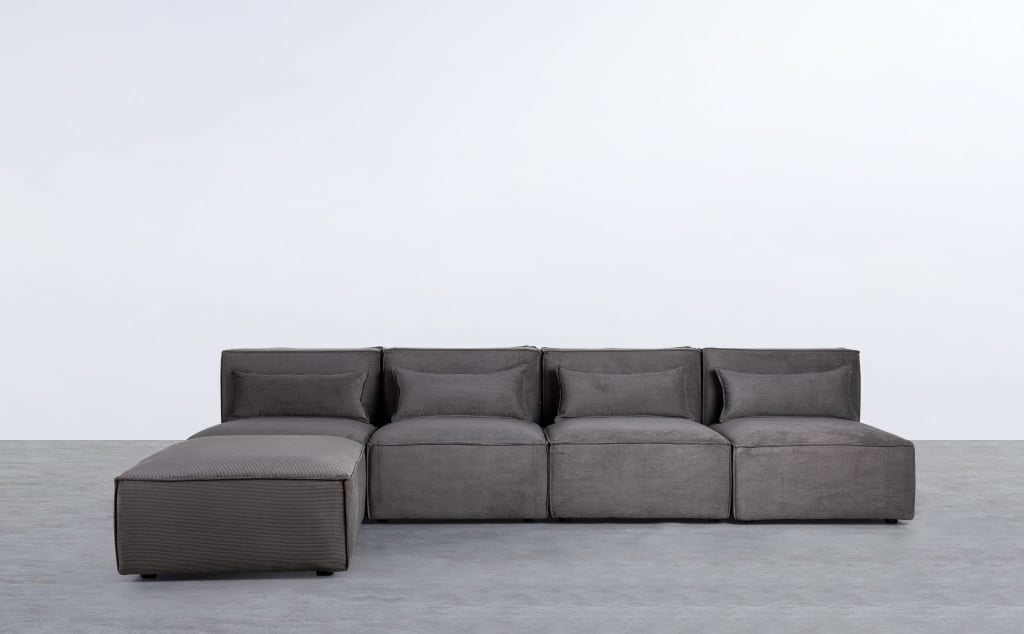 Modulares Sofa 4-Teilig mit Pouf aus Kord Kilhe
