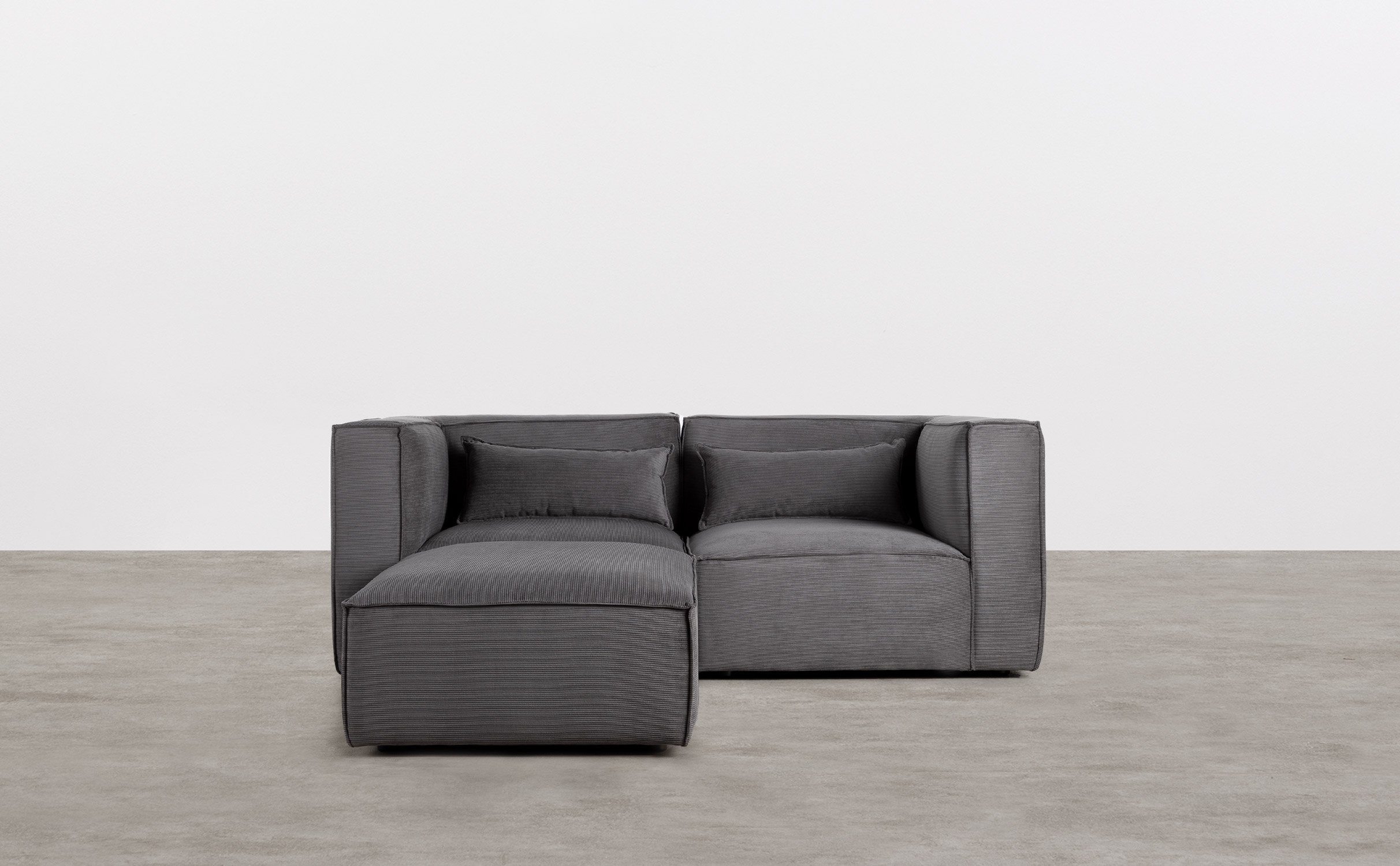 Modulares Sofa 2-Teilig mit Ecksofa und Pouf aus Kord Kilhe, Galeriebild 1