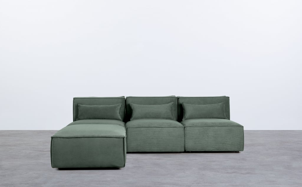 Modulares Sofa 3-Teilig und Pouf aus Kord Kilhe