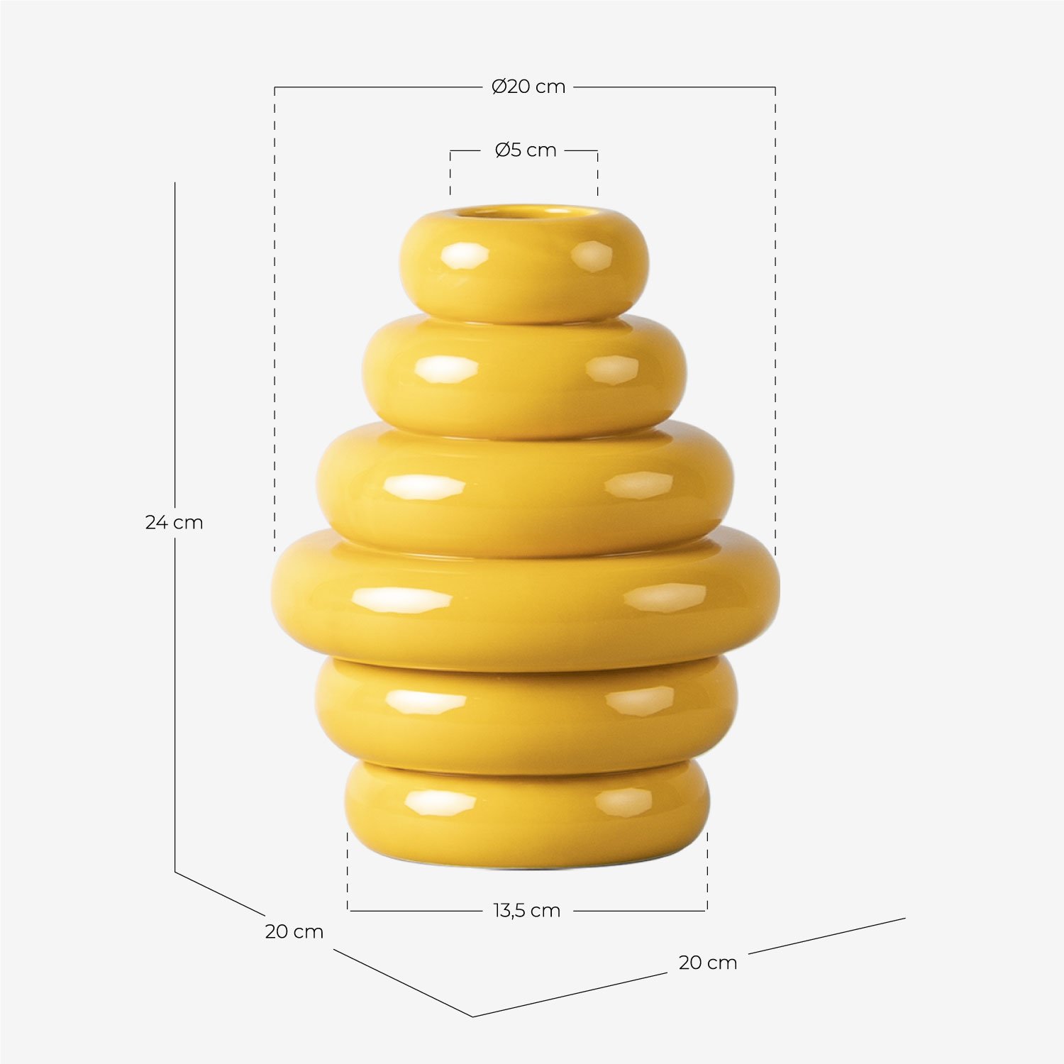 Dolomit Vase Casy, Maße