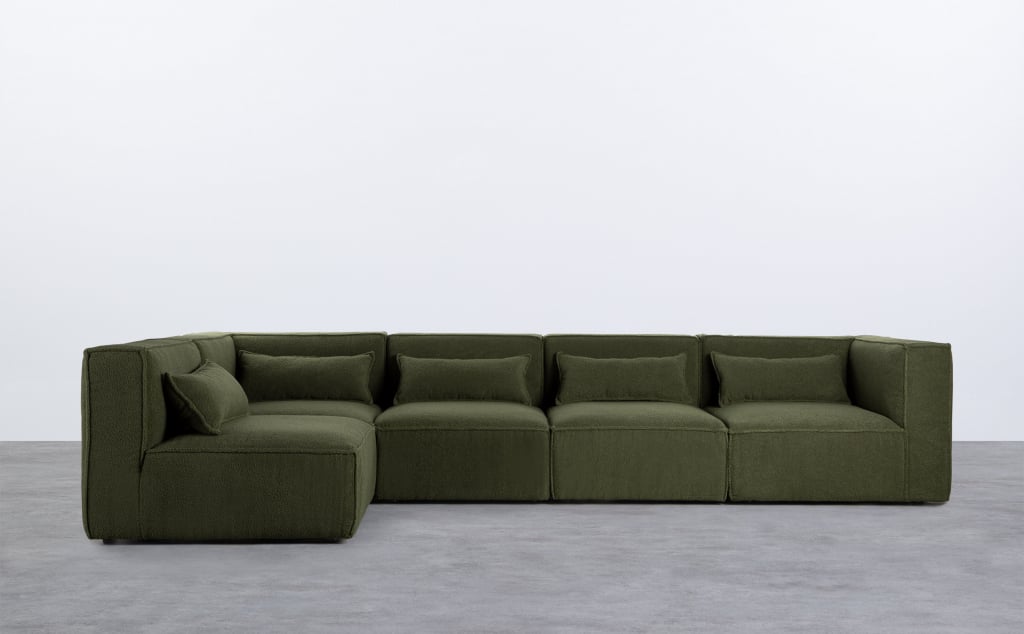 Modulares Sofa 5-Teilig mit 2 Ecksesseln aus Bouclé Stoff Kilhe