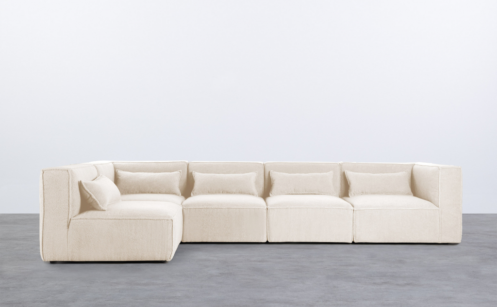 Modulares Sofa 5-Teilig mit 2 Ecksesseln aus Bouclé Stoff Kilhe