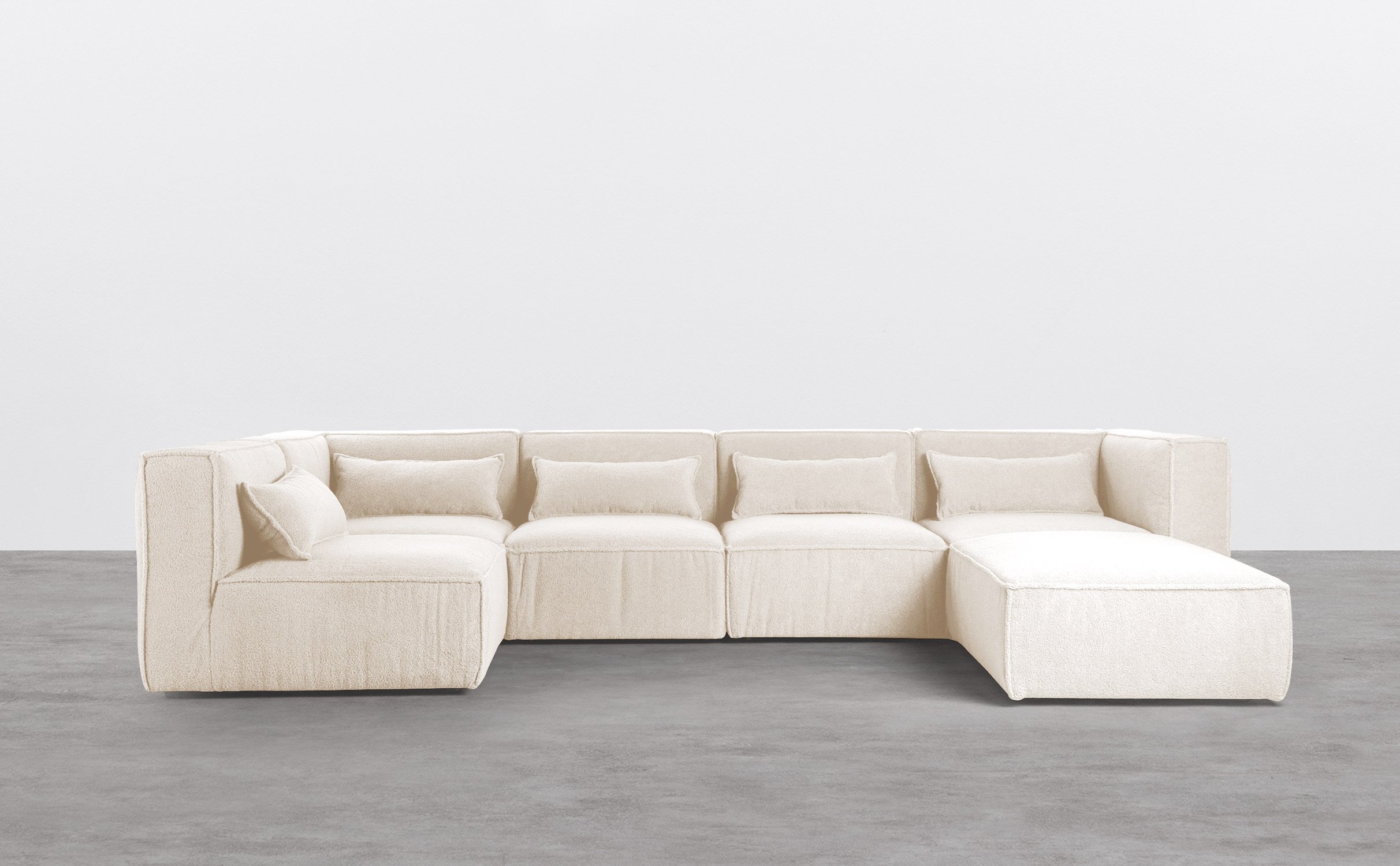 Modulares Sofa 5-Teilig und Pouf aus Bouclé Stoff Kilhe, Galeriebild 1