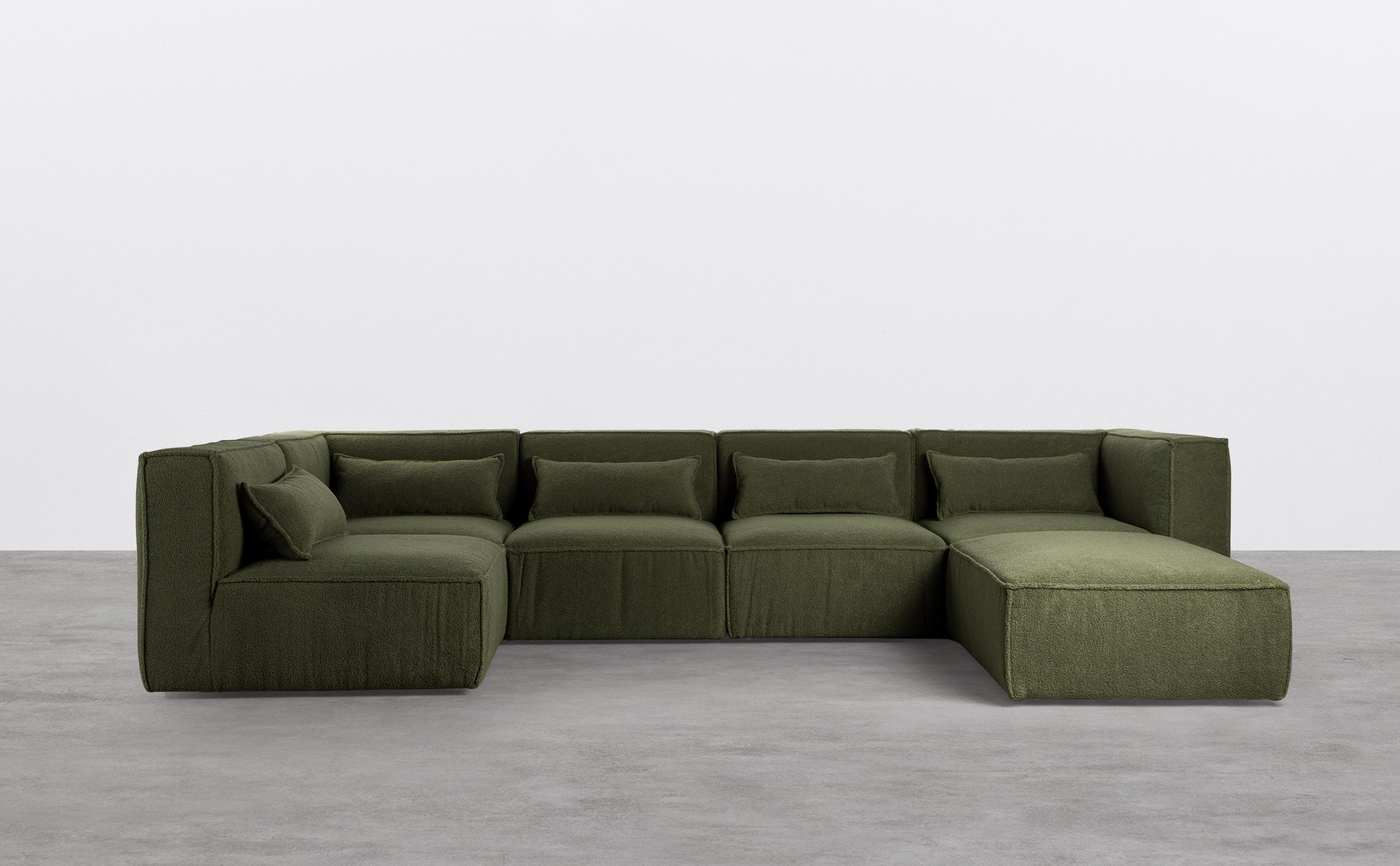 Modulares Sofa 5-Teilig und Pouf aus Bouclé Stoff Kilhe, Galeriebild 1