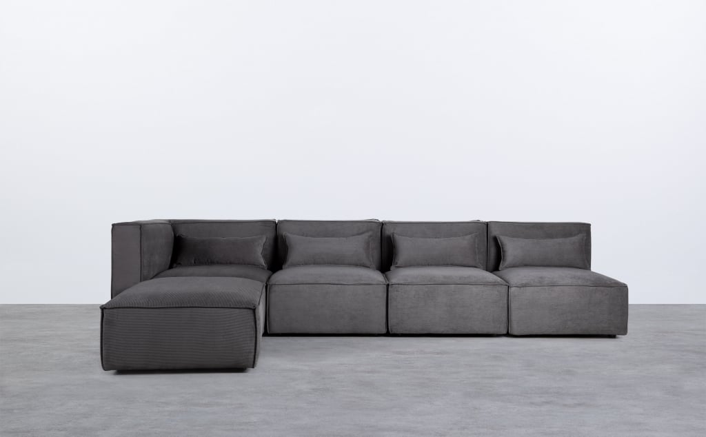 Modulares Sofa 4-teilig mit 3 Sesseln und Pouf aus Kord Kilhe