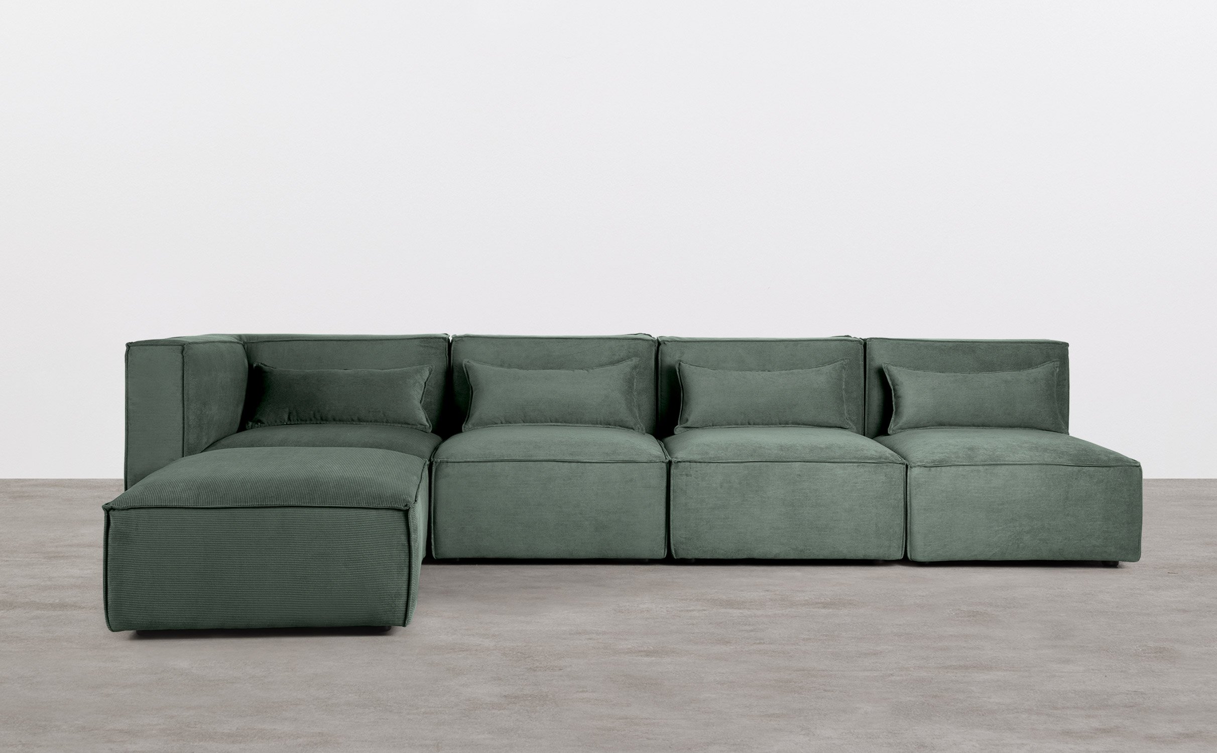 Modulares Sofa 4-teilig mit 3 Sesseln und Pouf aus Kord Kilhe, Galeriebild 1