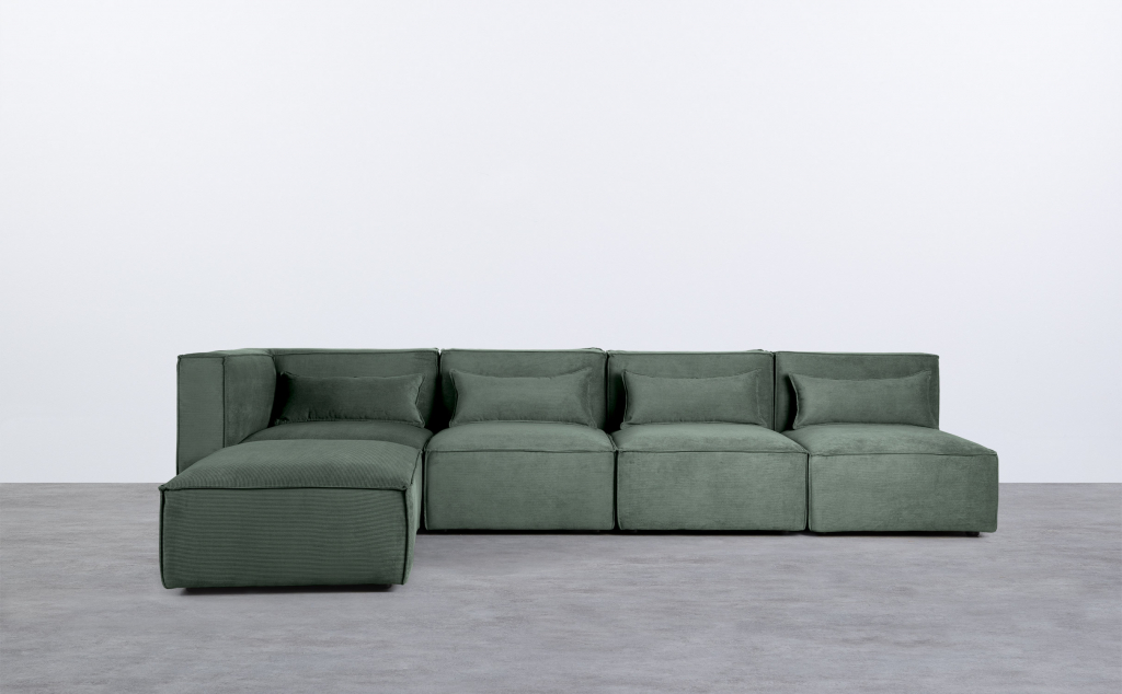 Modulares Sofa 4-teilig mit 3 Sesseln und Pouf aus Kord Kilhe