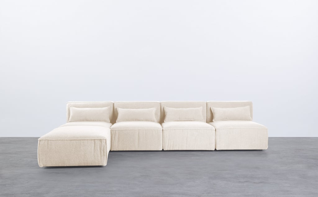 Modulares Sofa 4-Teilig mit Pouf aus Bouclé Stoff Kilhe 