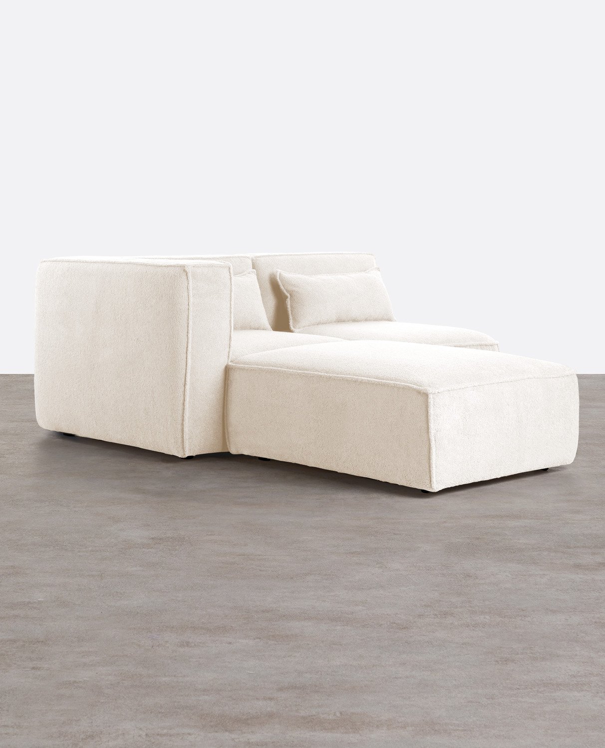 Zweiteiliges Modulares Ecksofa und Pouf aus Bouclé-Stoff Kilhe, Galeriebild 2