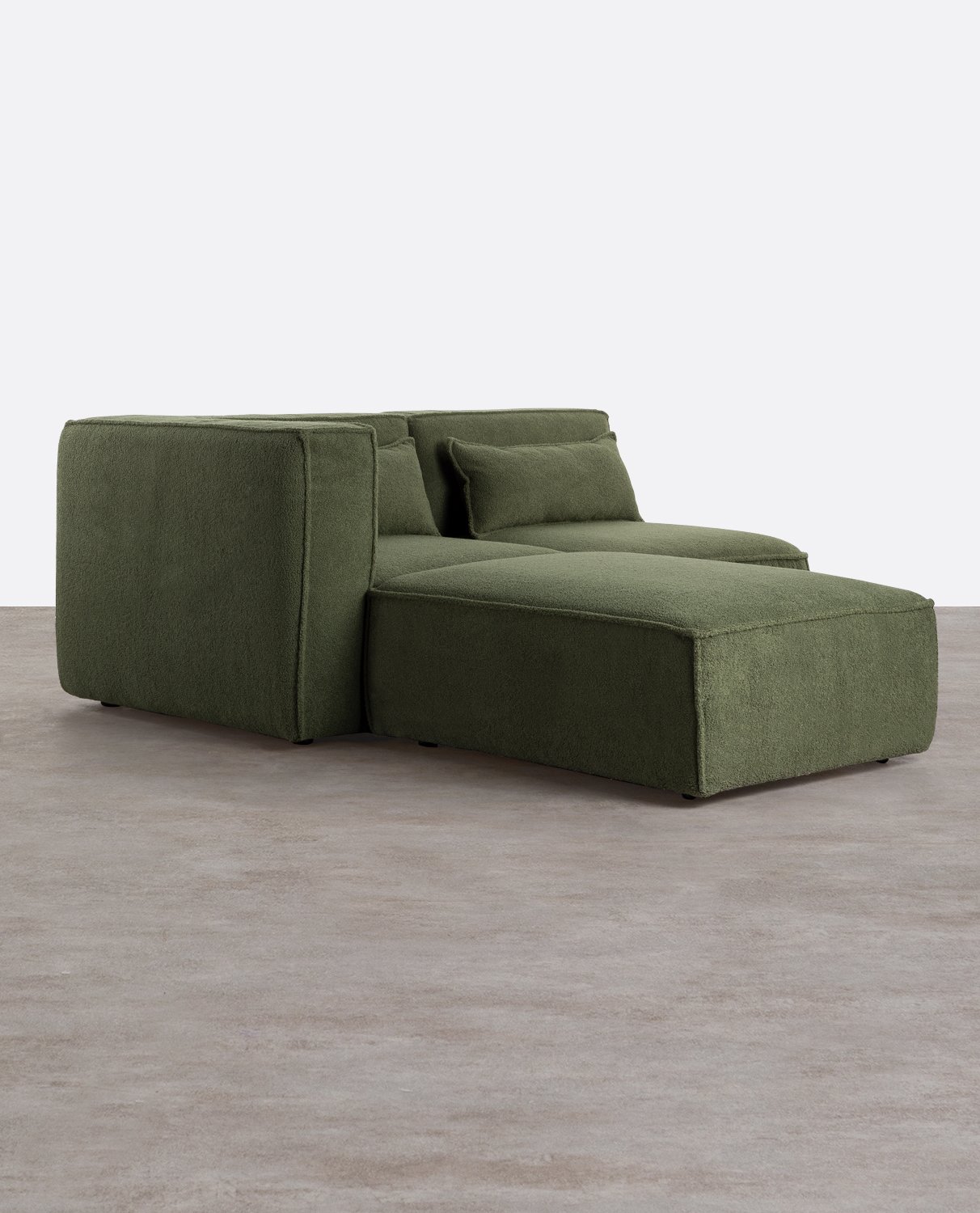 Zweiteiliges Modulares Ecksofa und Pouf aus Bouclé-Stoff Kilhe, Galeriebild 2