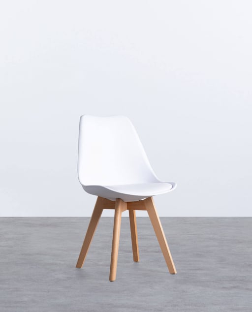 Esszimmerstuhl aus Polypropylen und Holz Fine Freya - Weiß