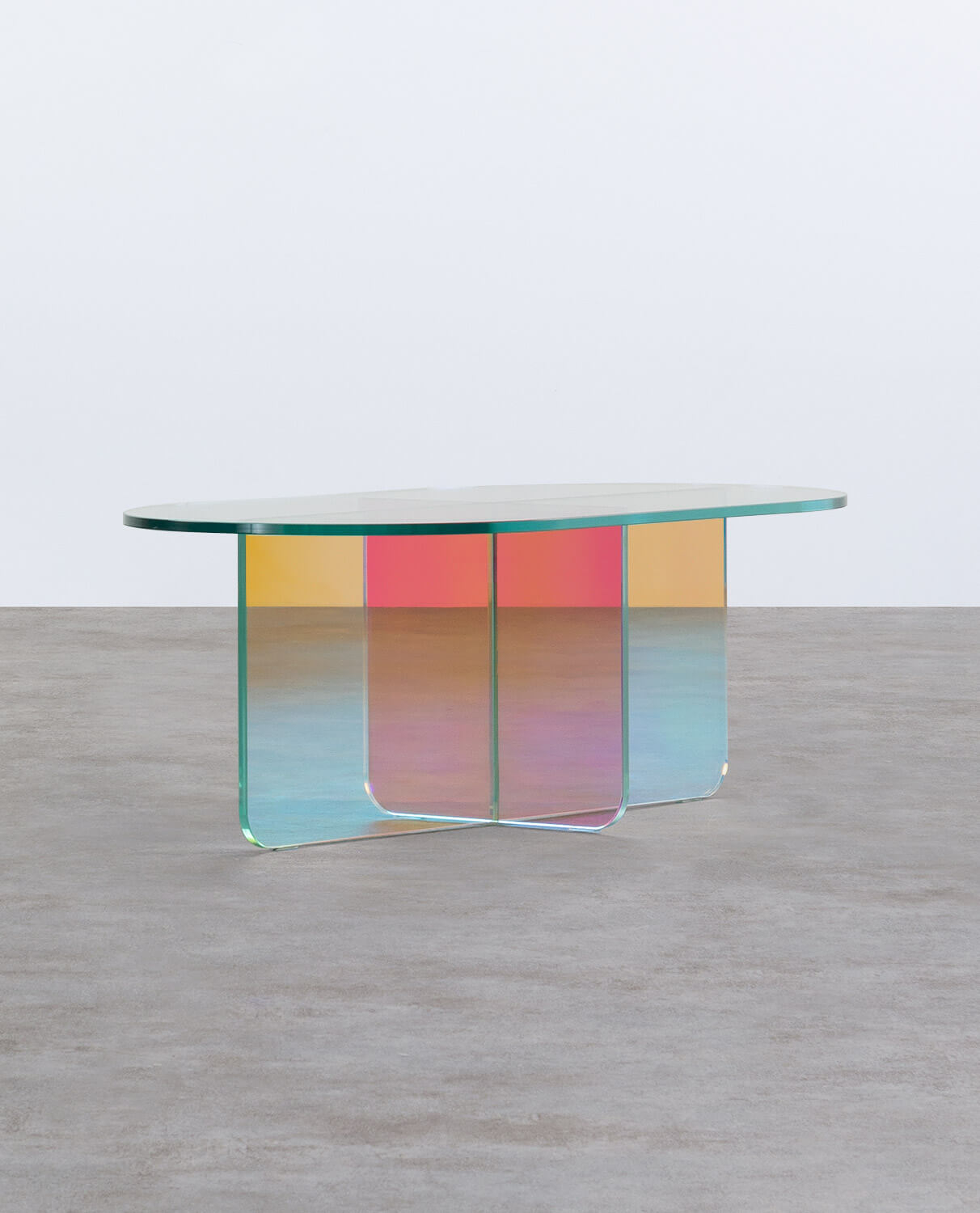  Beistelltisch-Set und Couchtisch-Set aus Schillerndem Gehärtetem Glas Iris, Galeriebild 5