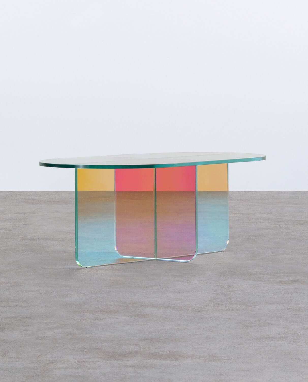  Beistelltisch-Set und Couchtisch-Set aus Schillerndem Gehärtetem Glas Iris, Galeriebild 3