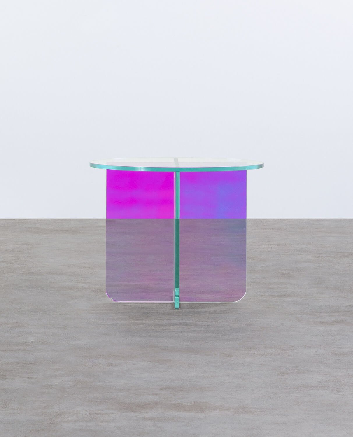  Beistelltisch-Set und Couchtisch-Set aus Schillerndem Gehärtetem Glas Iris, Galeriebild 4