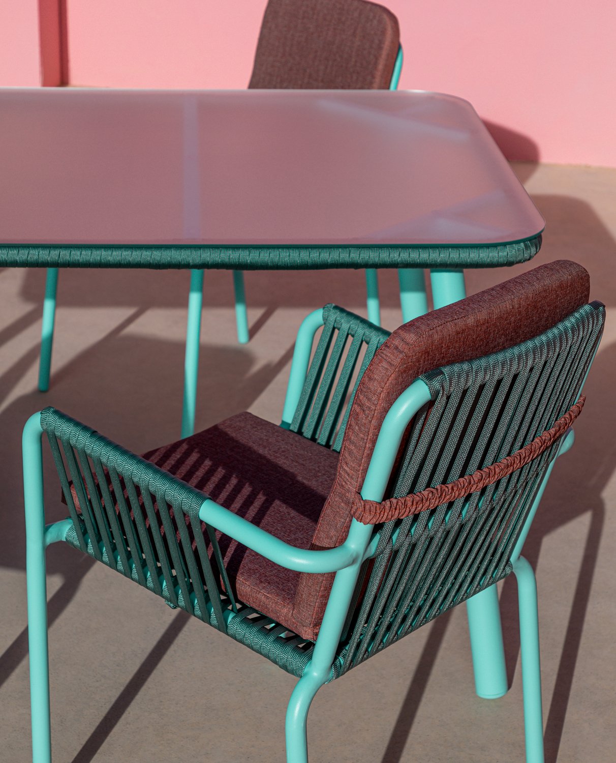 Outdoor Stuhl aus Aluminium und Seil Drian, Galeriebild 2