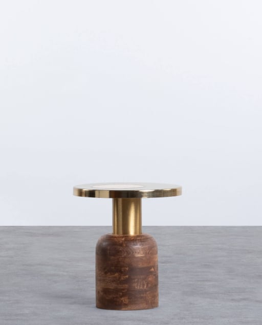 Beistelltisch mit rundem Griff aus Holz und Metall (Ø40,5 cm) Tillo