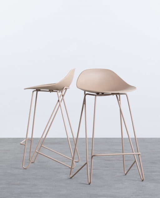 2er-Pack hohe Designer-Hocker aus Polypropylen und Metall (67 cm) Paris