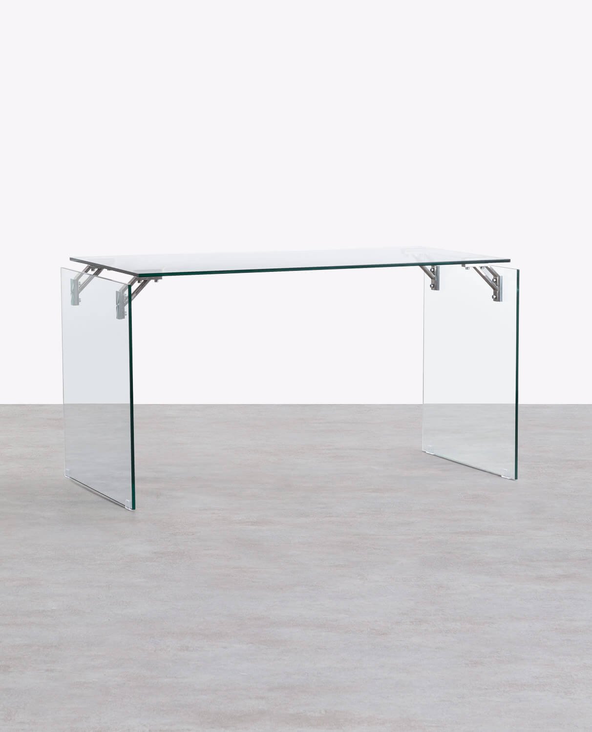 Schreibtisch aus gehärtetem Glas und Edelstahl, Galeriebild 1