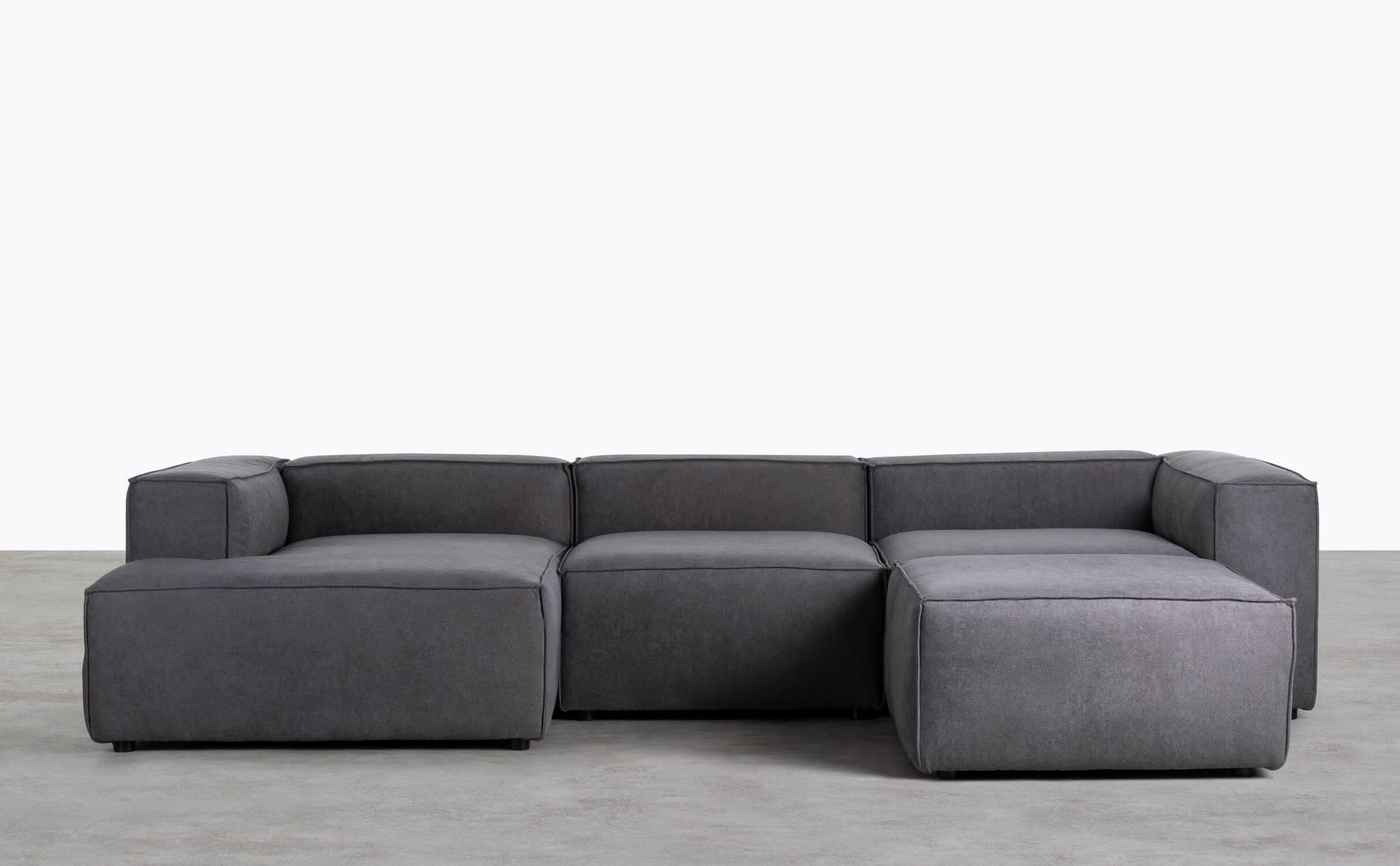 Modulares 4-teiliges Chaiselongue-Sofa mit Pouffe aus Stoff Jordan Xl, Galeriebild 1