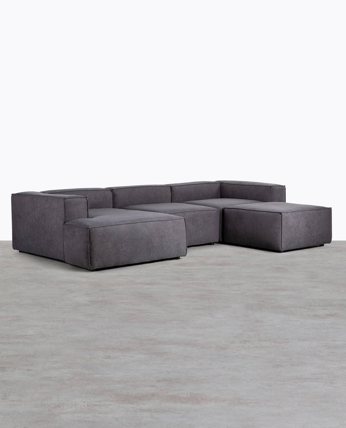 Modulares 4-teiliges Chaiselongue-Sofa mit Pouffe aus Stoff Jordan Xl, Galeriebild 2