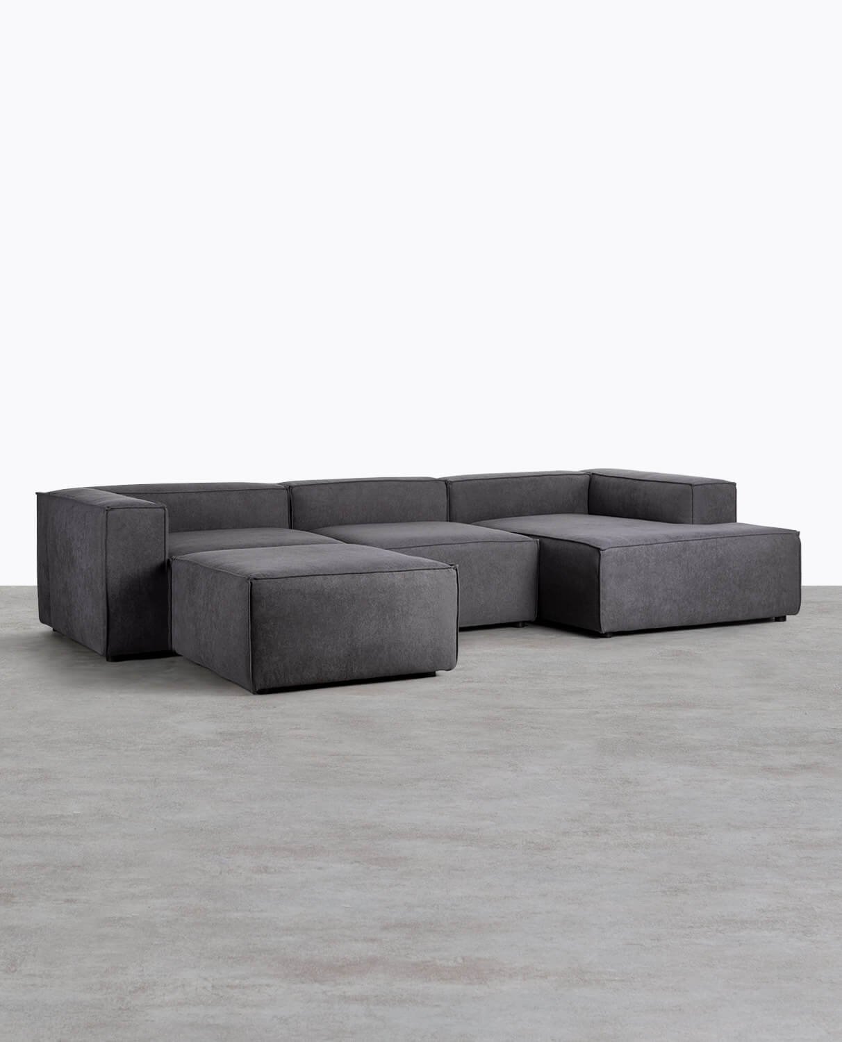 Modulares 4-teiliges Chaiselongue-Sofa mit Pouffe aus Stoff Jordan Xl, Galeriebild 2