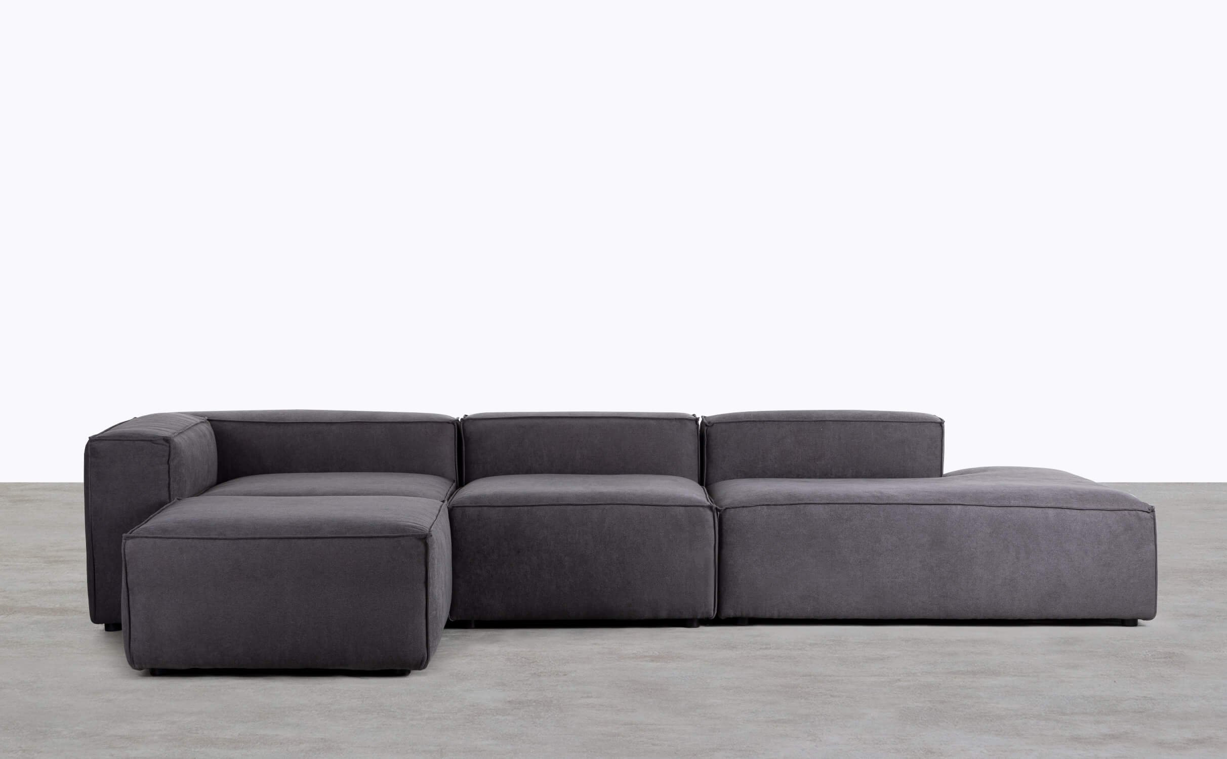 3-tlg. modulares Sofa Divan mit Pouffe aus Stoff Jordan XL, Galeriebild 1