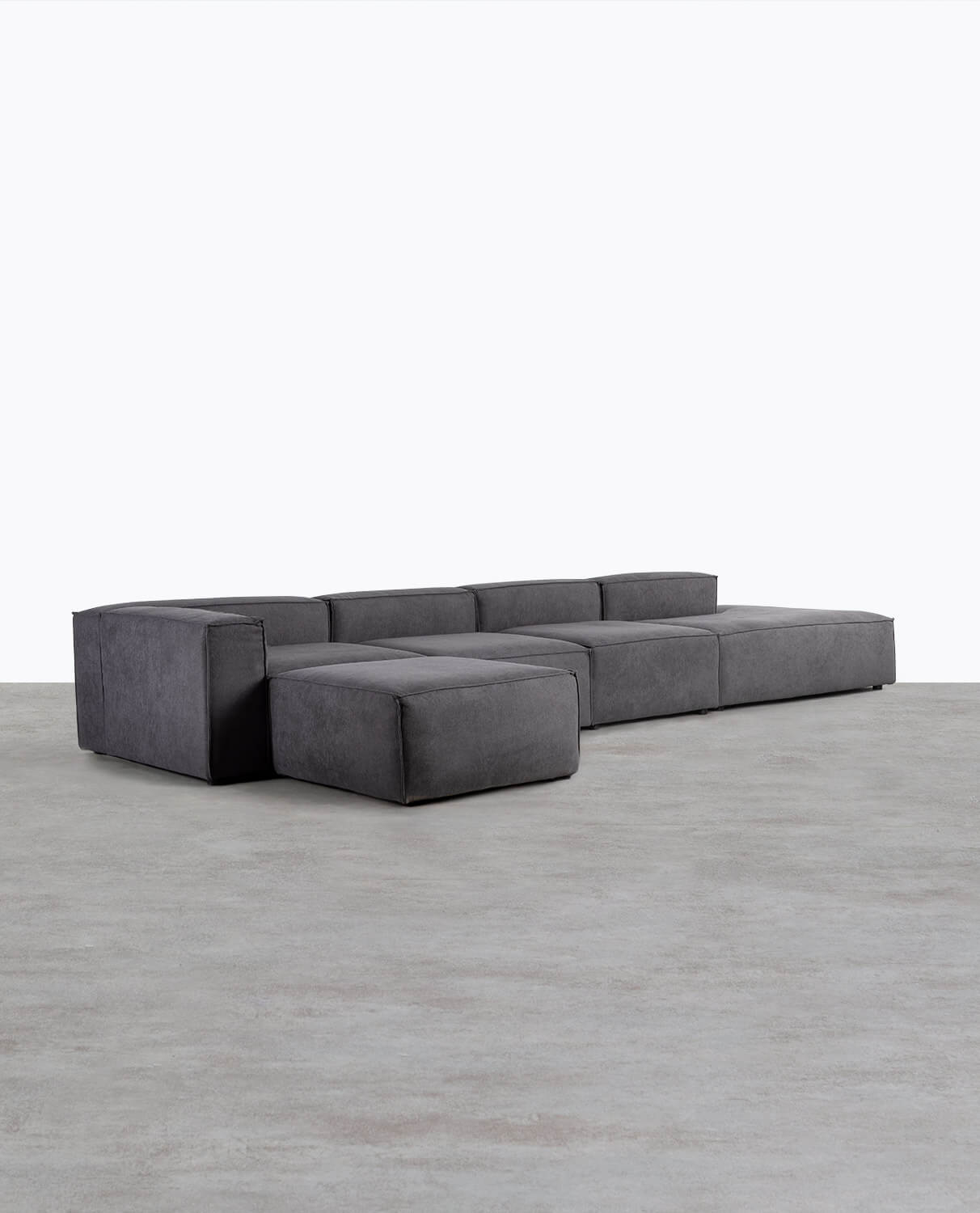 Jordan XL 4-teiliges modulares Sofa mit Diwan und Stoff-Pouf, Galeriebild 2
