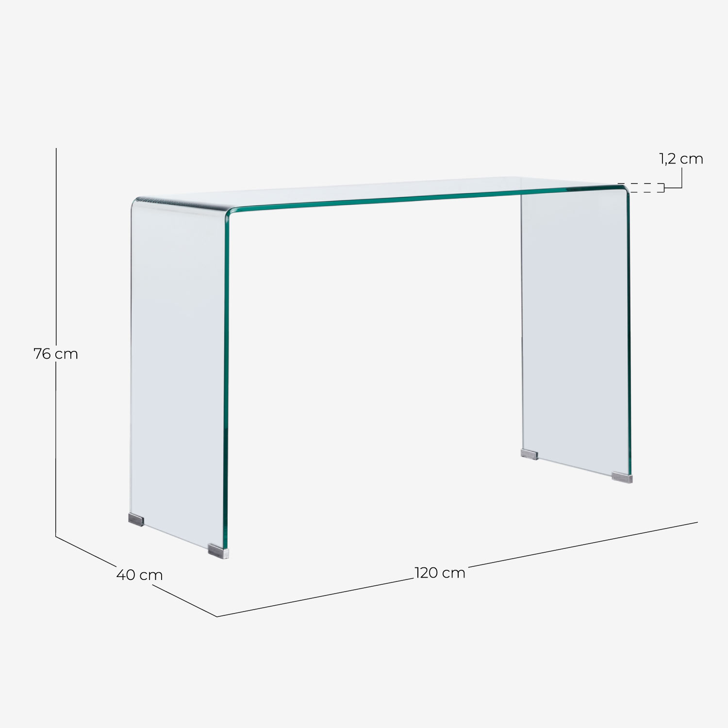 Rechteckige Flurkonsole 120x40 cm aus gehärtetem Glas Gress, Ma&szlig;e