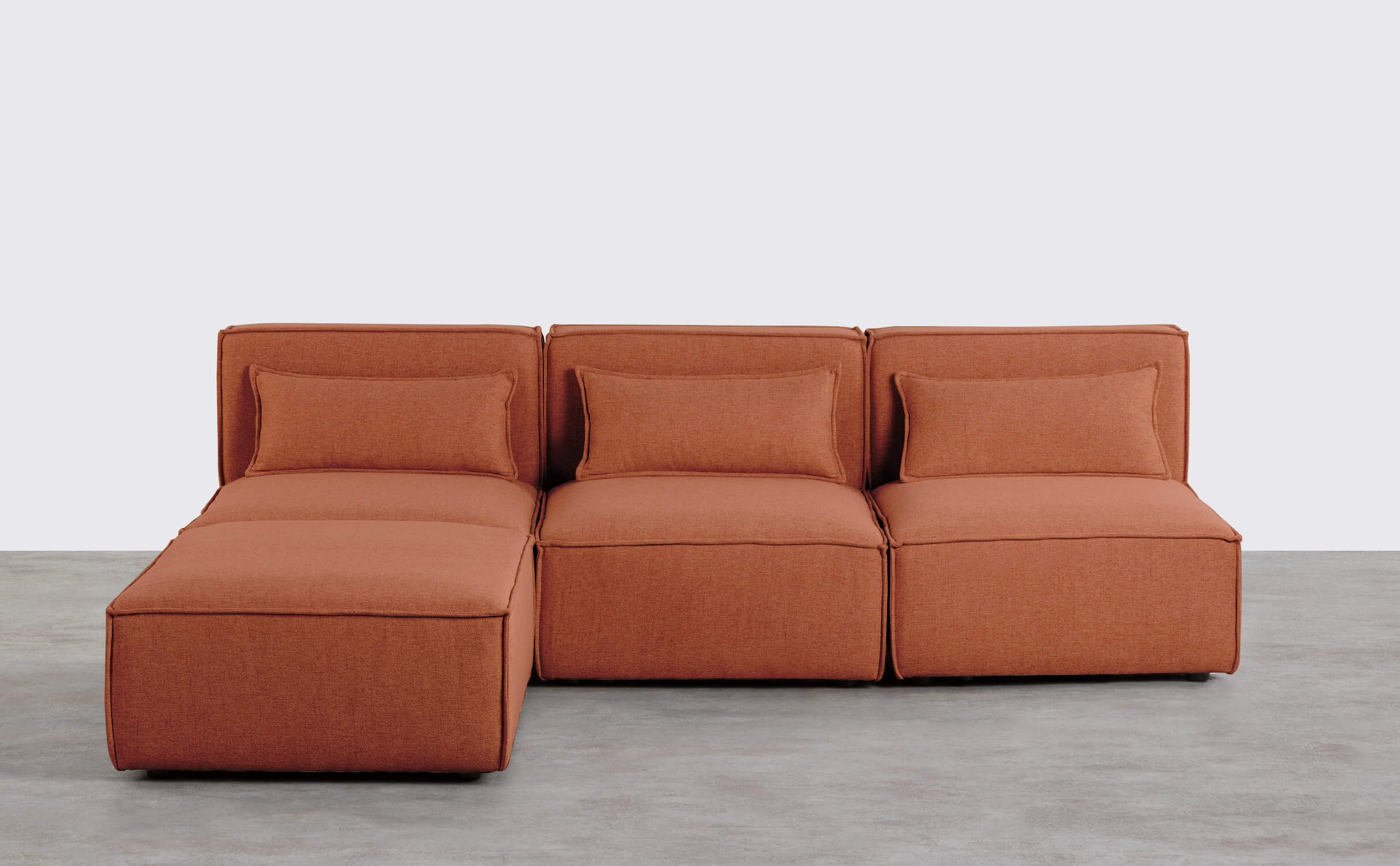 Kilhe Modulares 3-teiliges Sofa und Pouf aus Stoff, Galeriebild 1