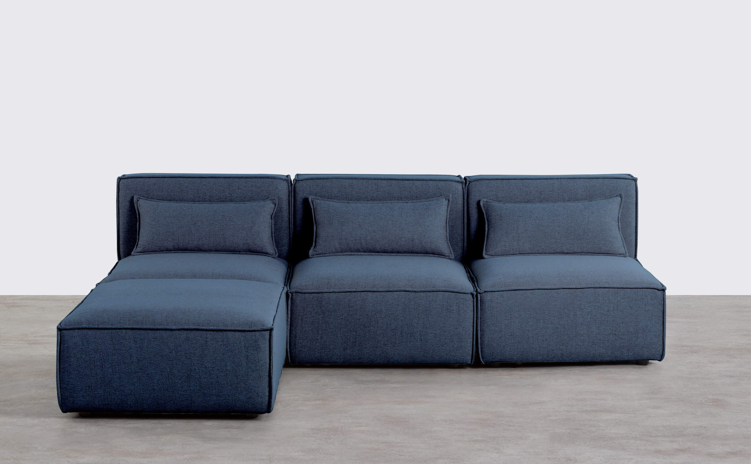 Kilhe Modulares 3-teiliges Sofa und Pouf aus Stoff, Galeriebild 1