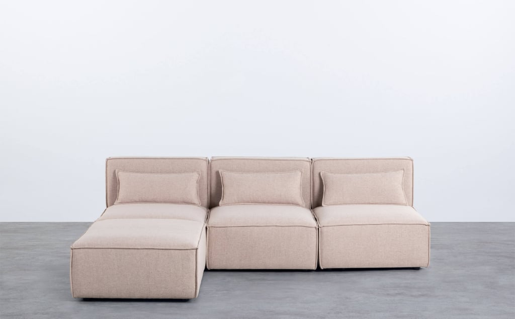 Kilhe Modulares 3-teiliges Sofa und Pouf aus Stoff