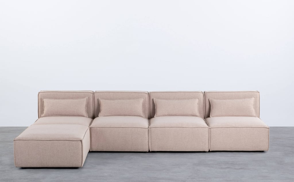 Kilhe Modulares 4-teiliges Sofa und Pouf aus Stoff