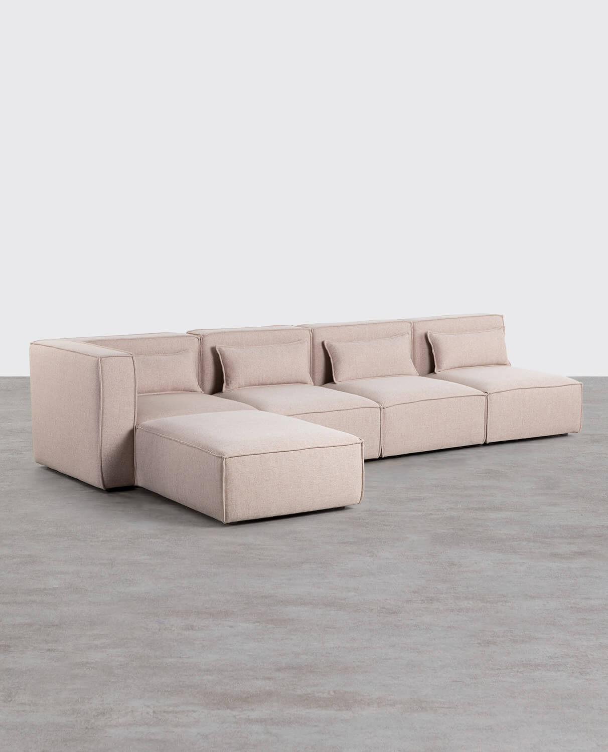 4 Stück Modulares Sofa mit 3 Sesseln und Pouffe aus Stoff Kilhe, Galeriebild 2