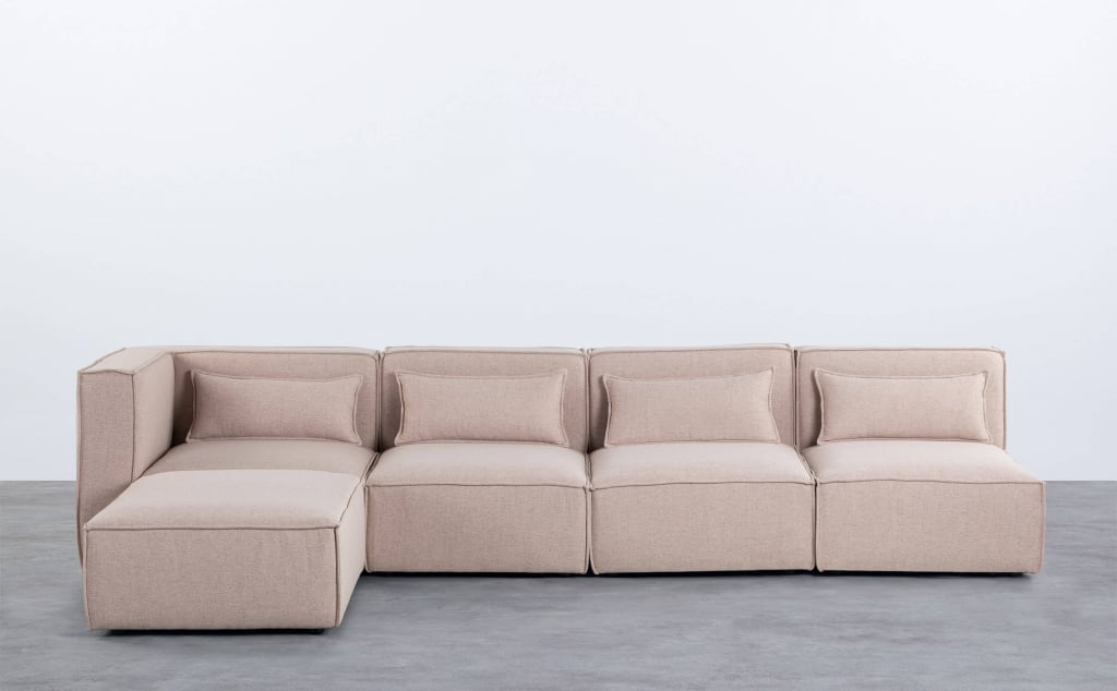4 Stück Modulares Sofa mit 3 Sesseln und Pouffe aus Stoff Kilhe