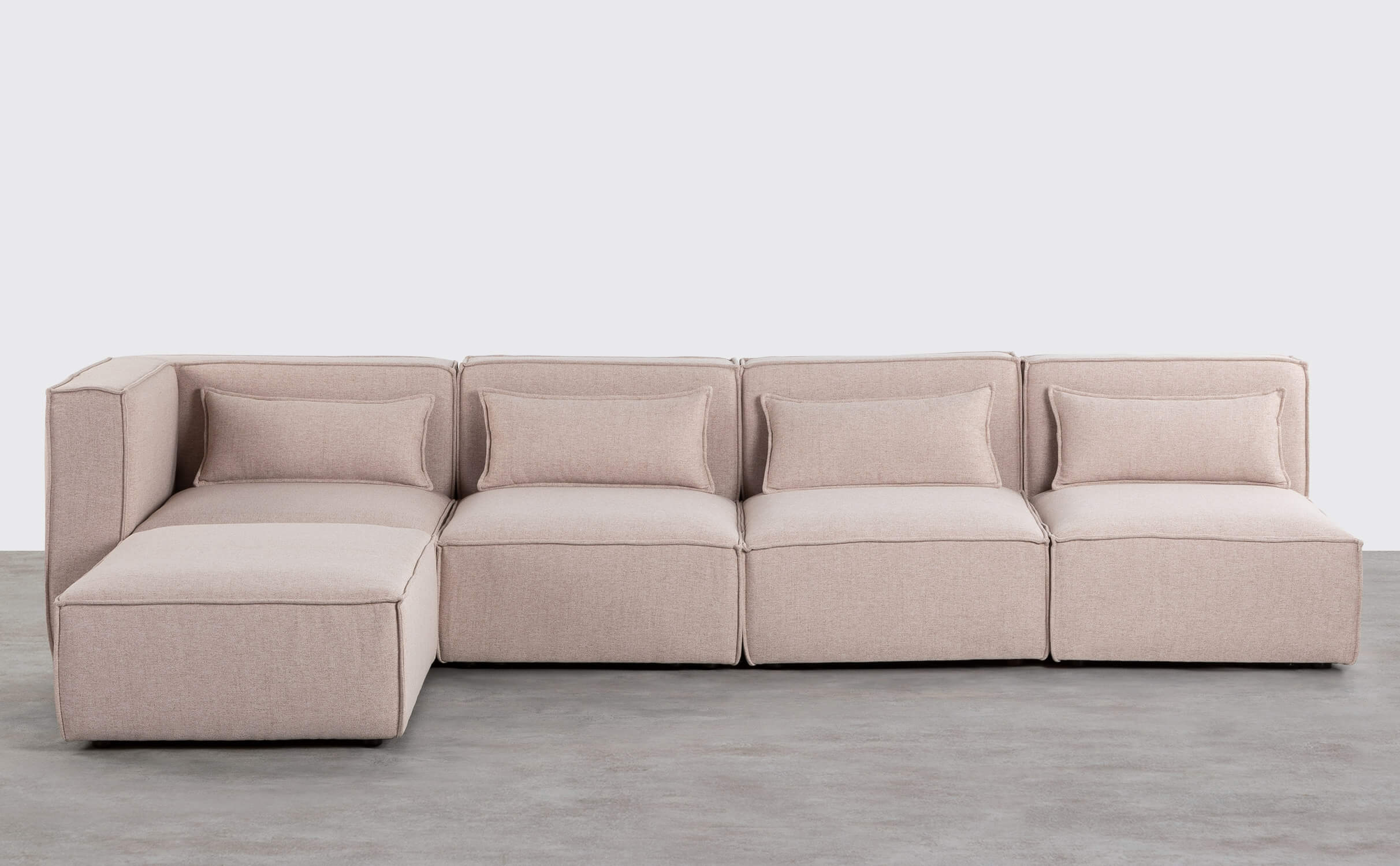 4 Stück Modulares Sofa mit 3 Sesseln und Pouffe aus Stoff Kilhe, Galeriebild 1