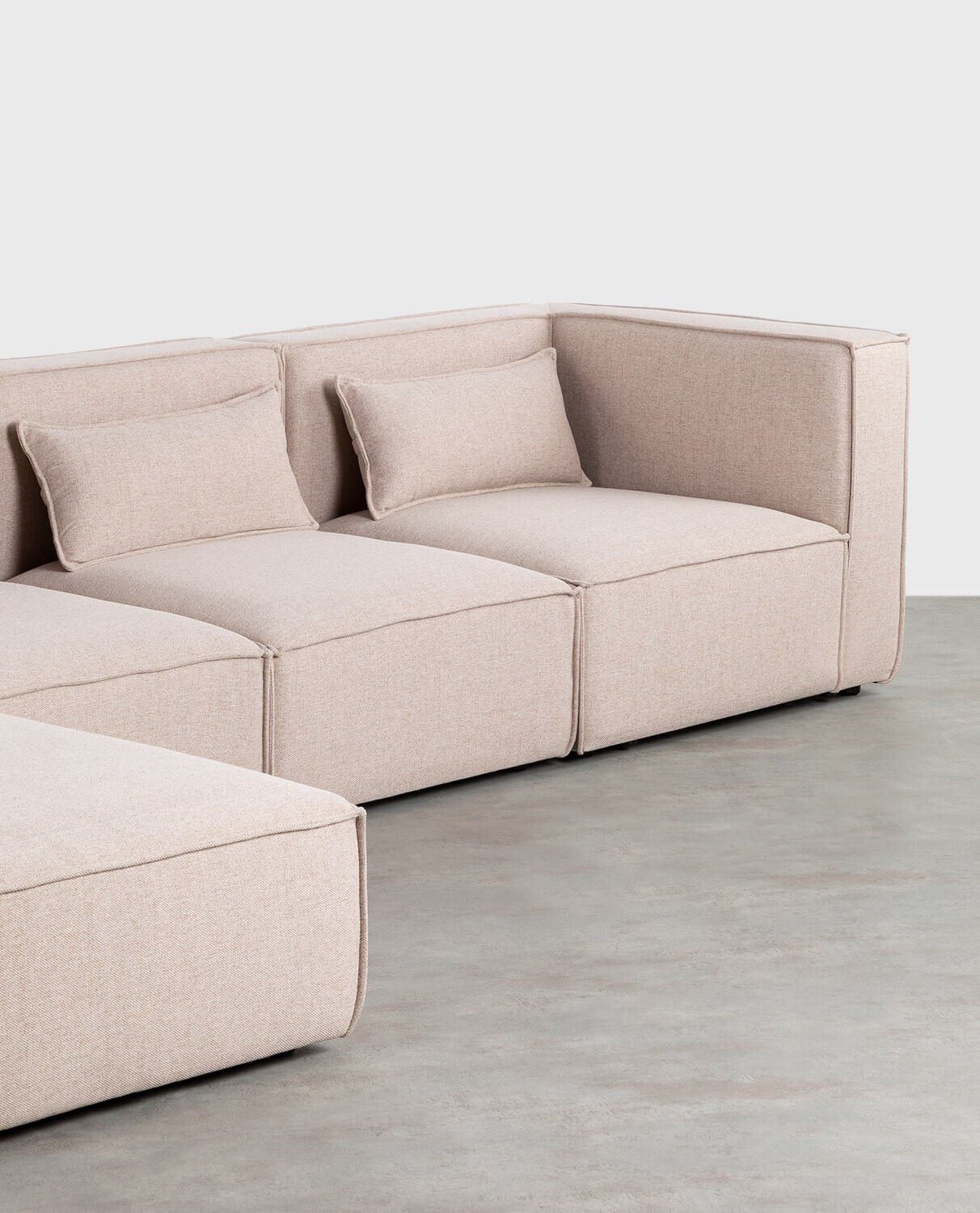 4-teiliges Modularsofa mit 2 Ecksesseln und Puffkachel aus Stoff, Galeriebild 2